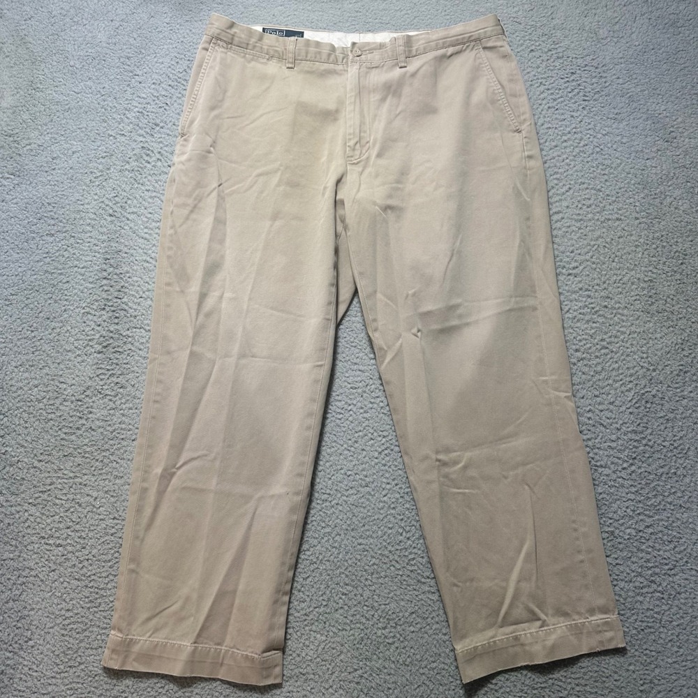 Vintage Polo Ralph Lauren Preston Pant Khaki Cotton Mens Size 38x30 Classic Fit‎